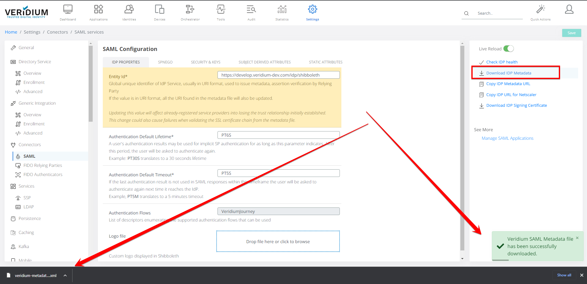 Download IDP metadata.png